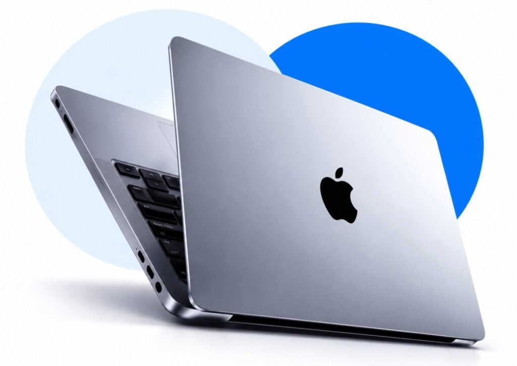 Sleek MacBook with Blue Circles