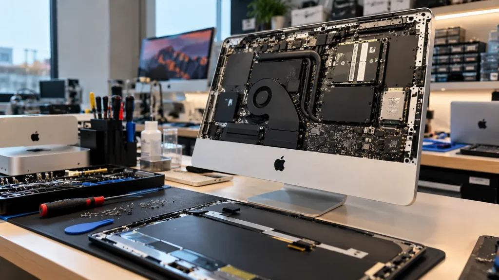 Technician repairing an iMac at Mac Care Centre in Chandigarh
